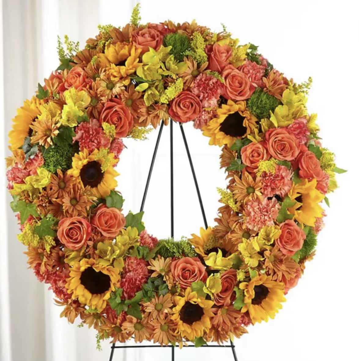 Wonders Wreath - Orange, yellow and peach flowers
