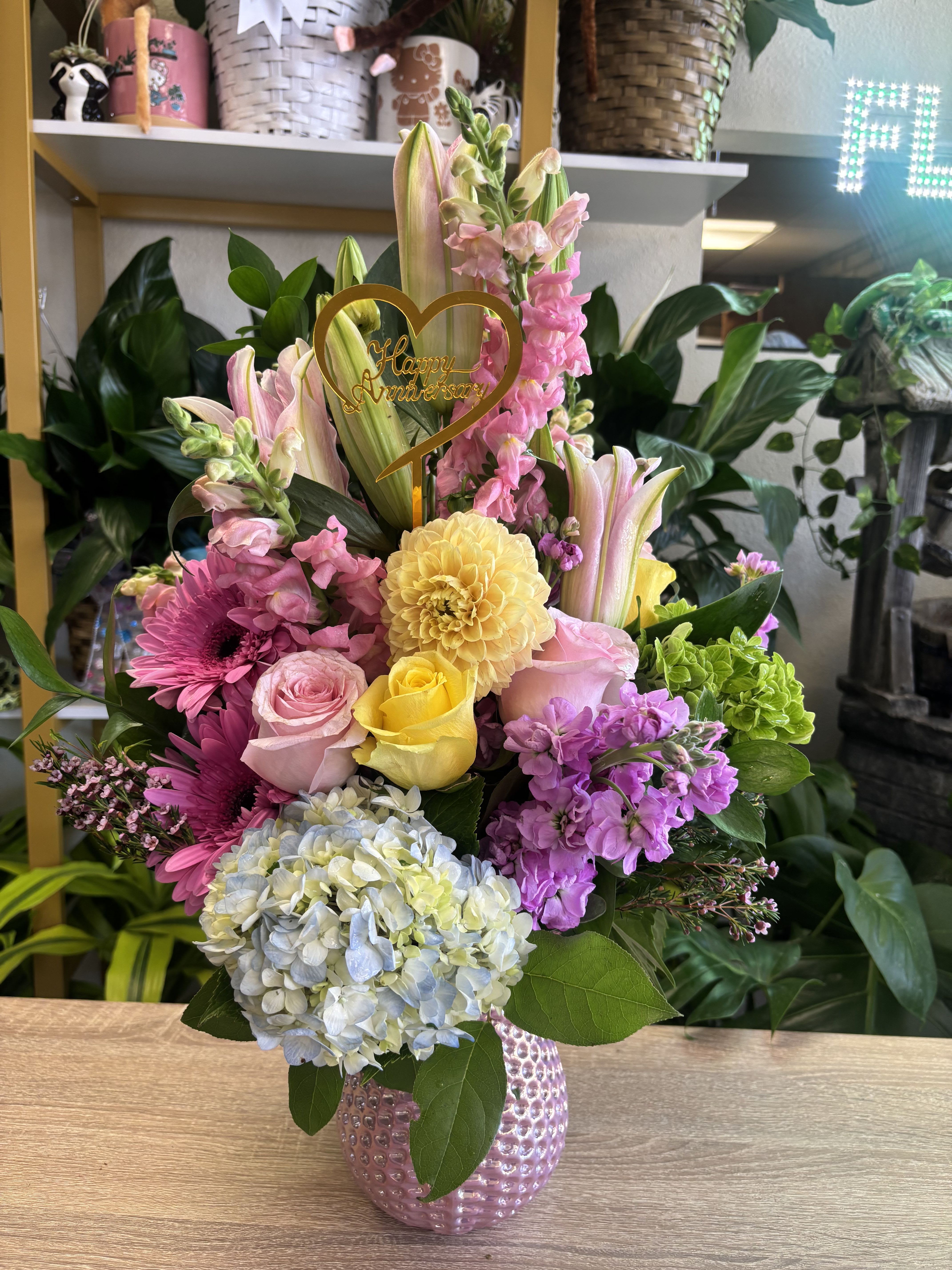 Happy Anniversary    - fresh flowers in large vase 
