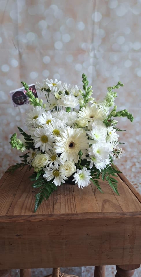Remembrance Garden Arrangement - Rich and elegant, this all-red arrangement is a wonderful remembrance for your loved one.