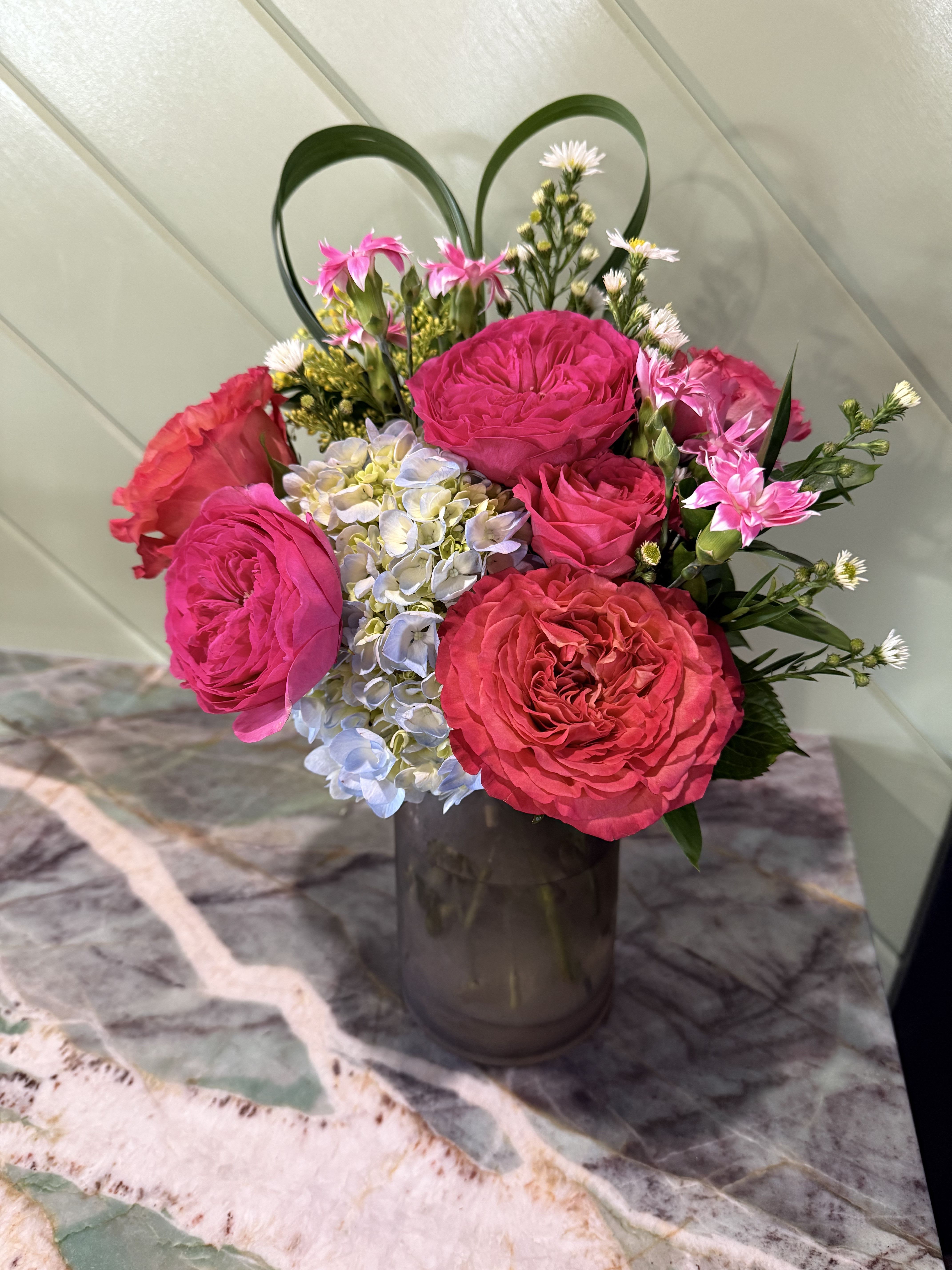 Mixed Garden Rose Delight - Bouquet packed with beautiful garden roses, hydrangea, and other beauties