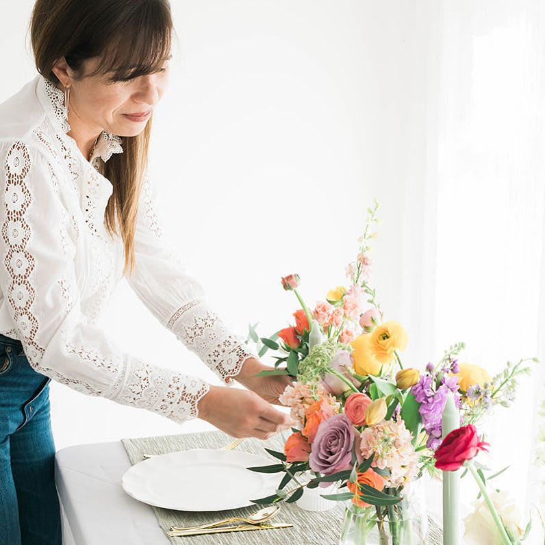 Spring Designer’s Choice - Leave it to us  we’ll select them for you.  Lovely mix of spring blooms in Aquarela’s signature style. Blooms and palette may vary, but you’ll receive a fresh, artfully designed arrangement.