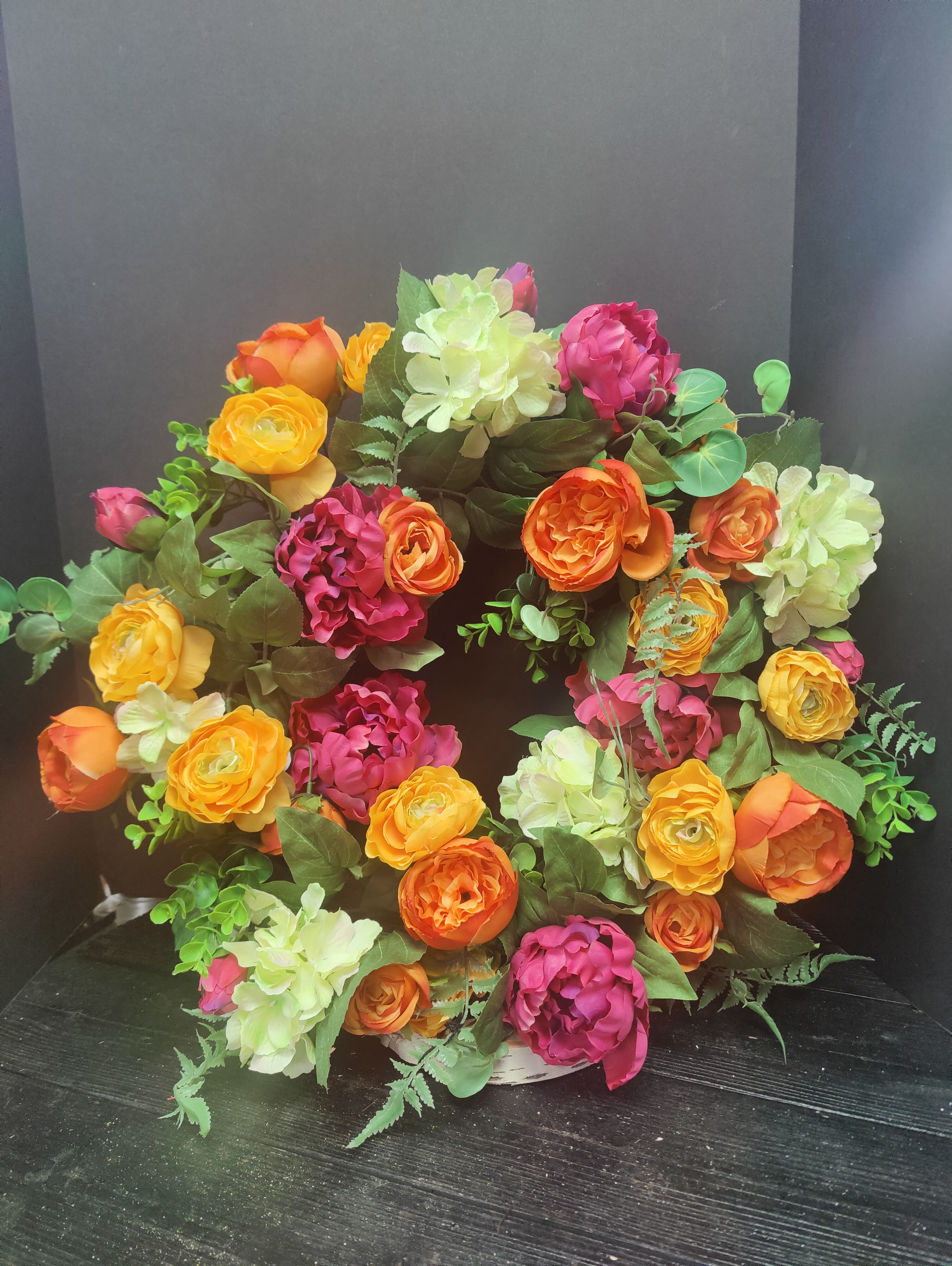 Rose-Peony faux Wreath - A beautiful faux wreath for all your decorating needs.