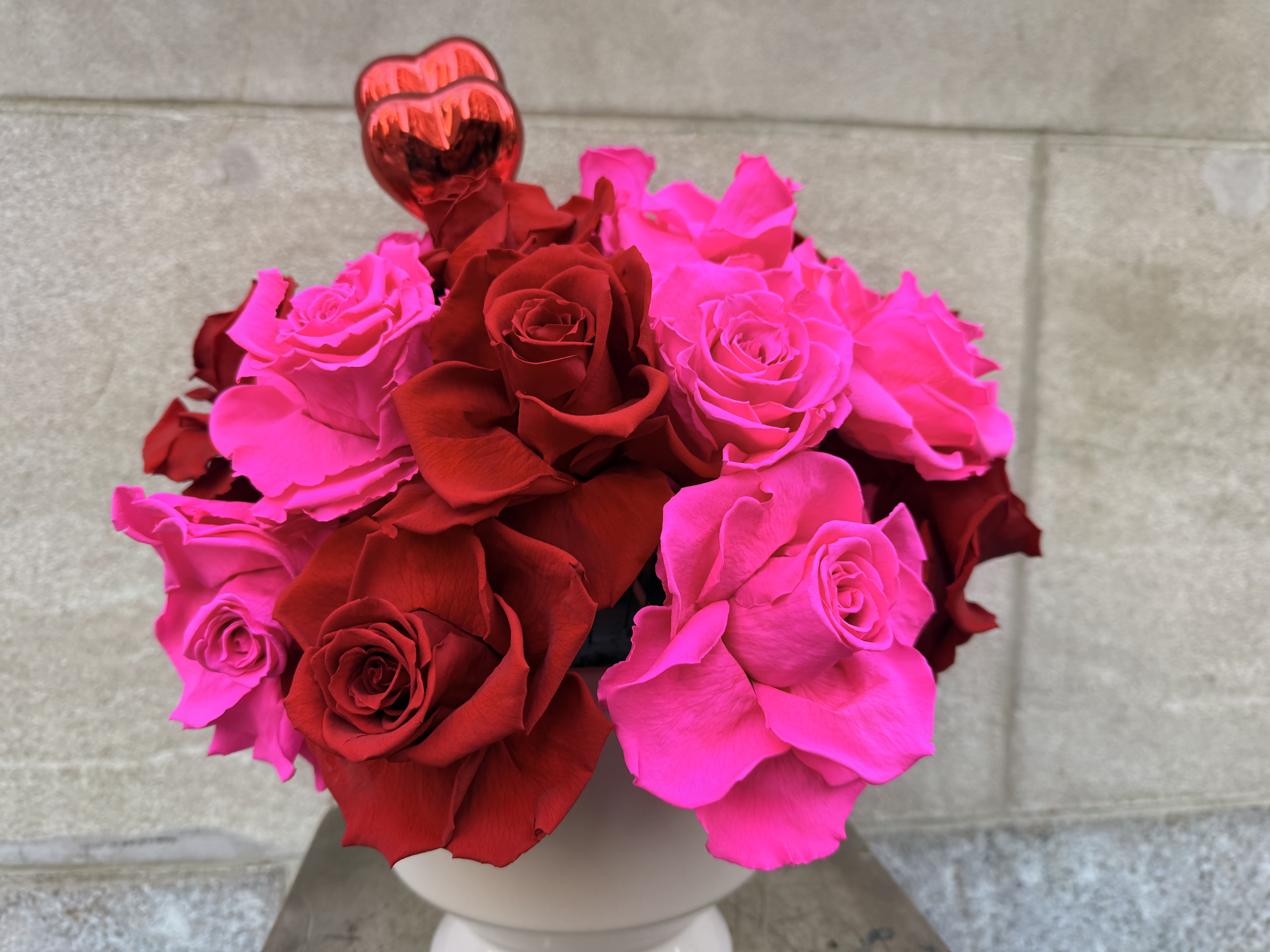 Stunning preserved Red &amp; Hot Pink mixed roses! - Our preserved roses are meticulously handcrafted on our farm in Ecuador, ensuring the highest quality. They are now beautifully arranged into stunning rose bouquets.  Enjoy!