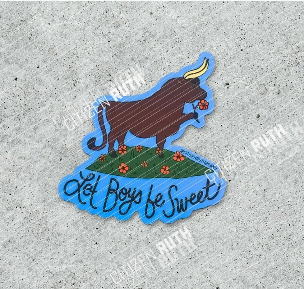 Let Boys Be Sweet Sticker - “Let Boys be Sweet”  vinyl sticker. Waterproof and UV protected to prevent fading. Approx. 2″x3″. Officially licensed product. Artwork by Angela Larsen