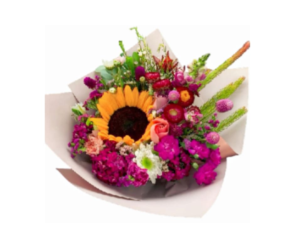 Argus Rose - Beautiful bouquet of mixed flowers including a sunflower, perfect for bringing joy and brightness to any special occasion.