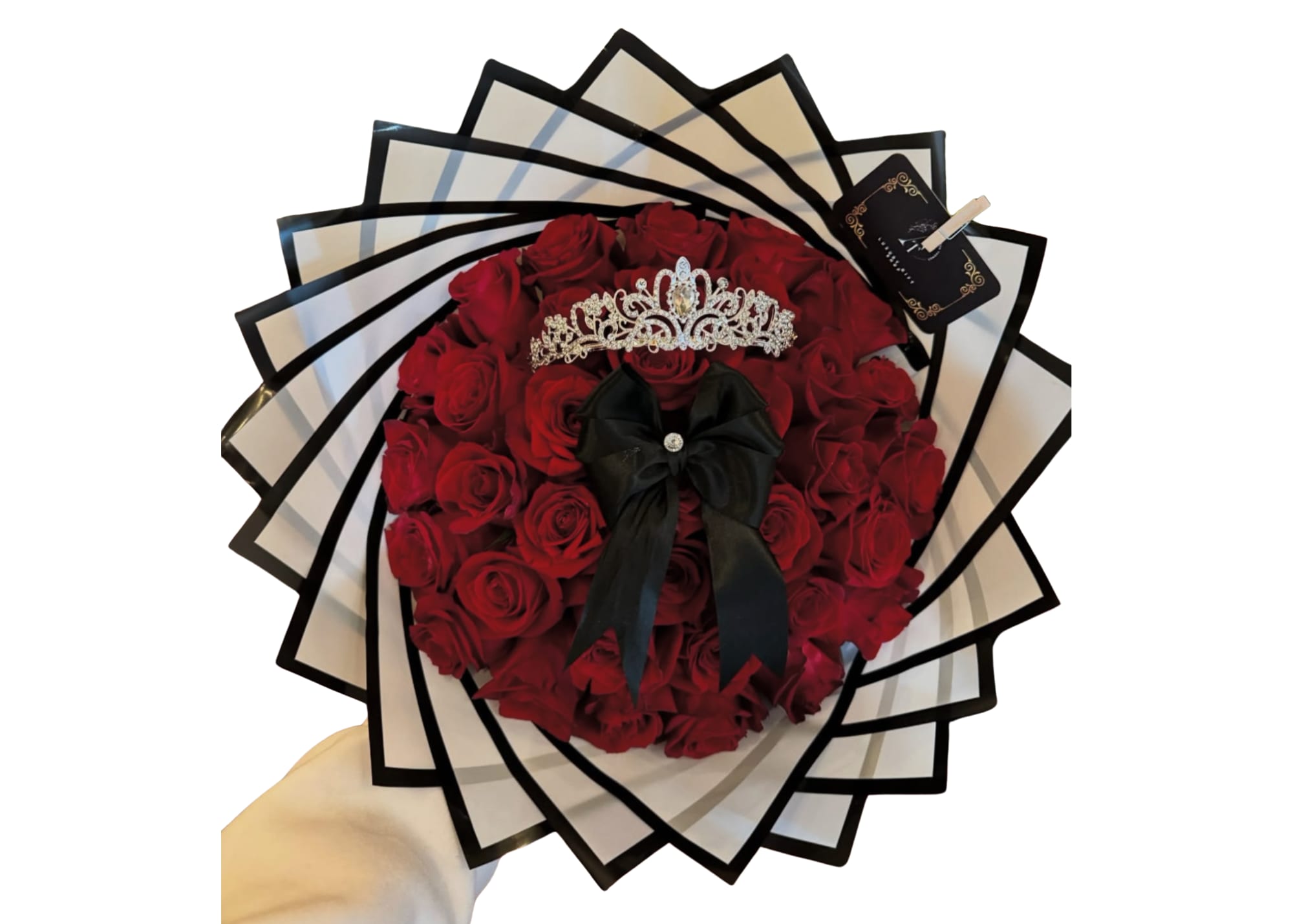 Clasic 2 - 36 red roses with Korean paper and ribbon 