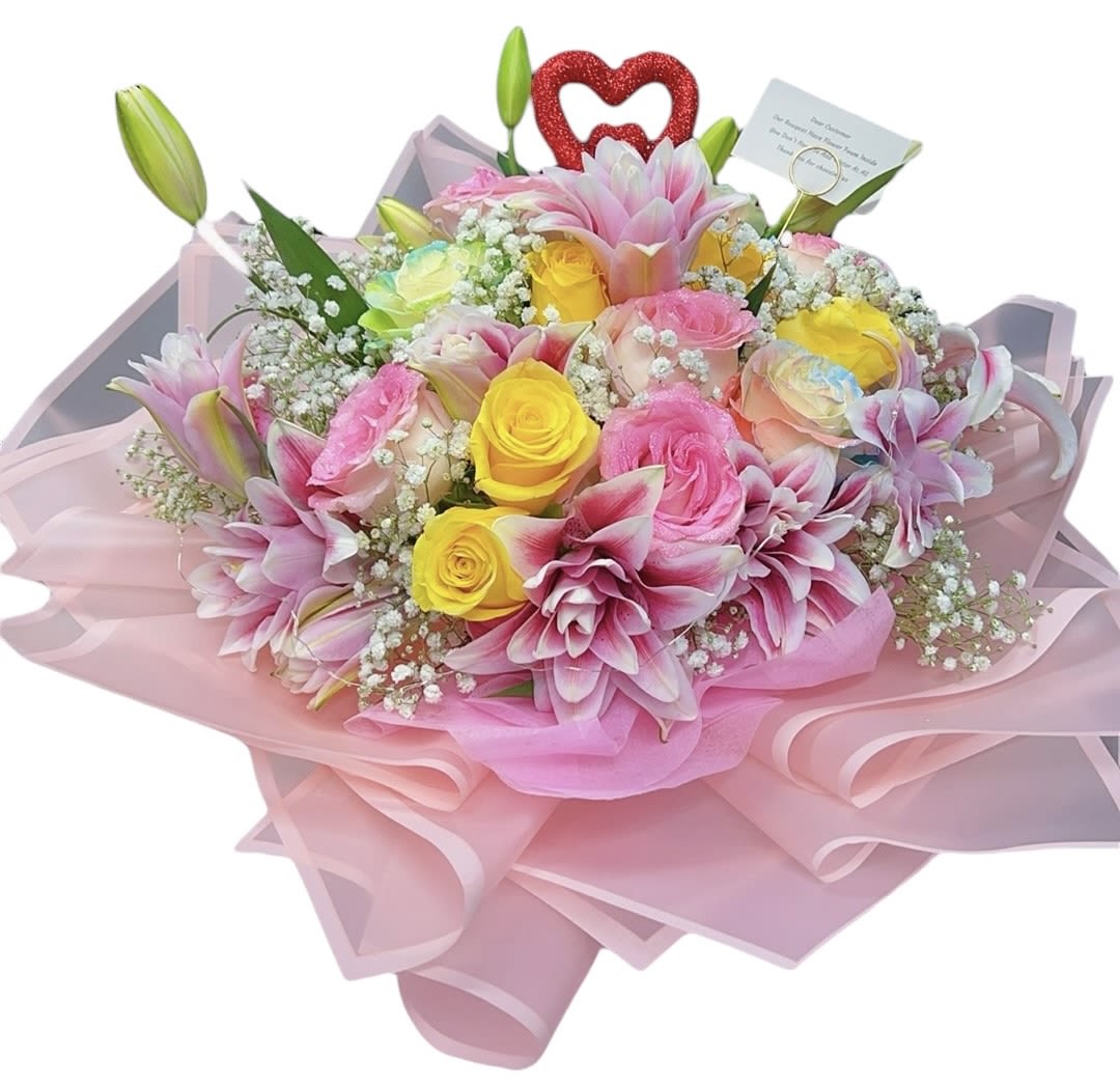 Pink Pink Rose  - Our flower have Fresh Floral Foam, no need vase no need add water ,floral foam can help extend the life of your fresh floral flowers . Don’t unwrap it .