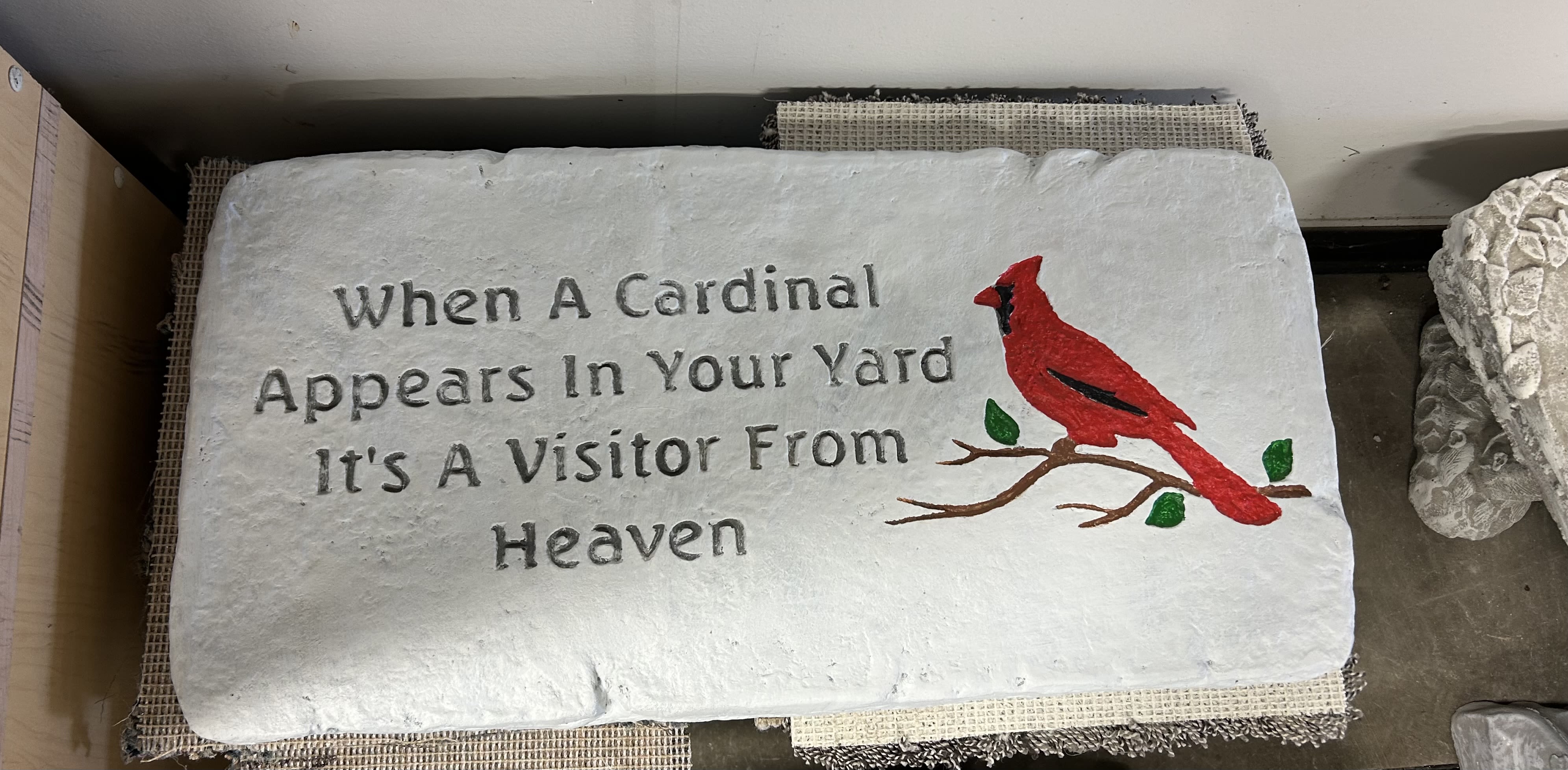 Cardinal Bench   *** Call for sayings on benches **** - This cement bench is a beautiful keepsake