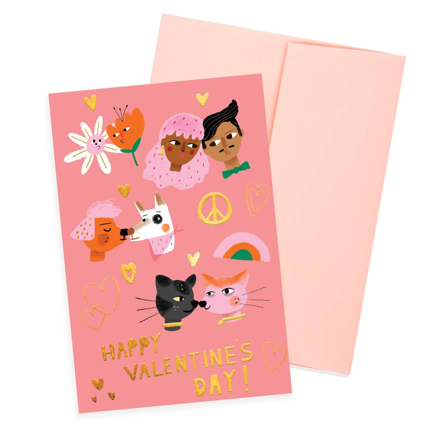 Valentine's Day Card  - Blank inside Beautiful bright color Gold Foil 100lb Heavyweight Cardstock