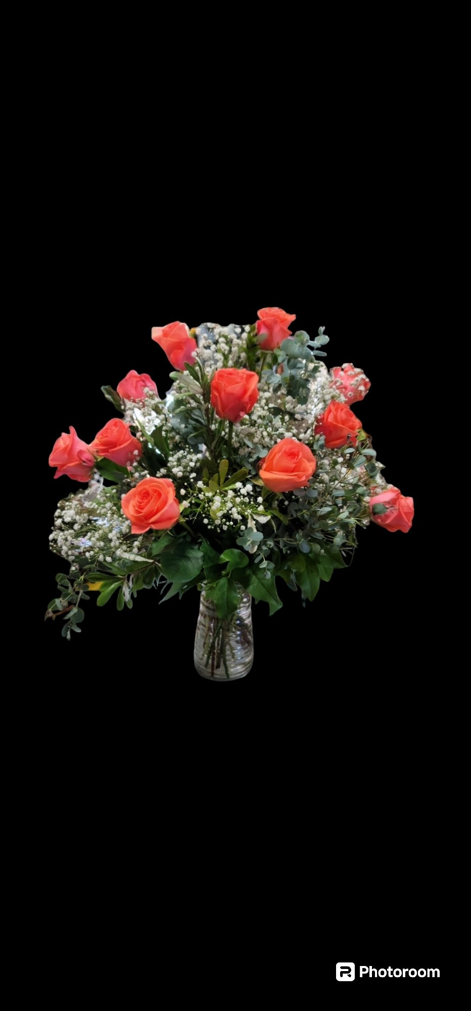 A Dozen Deluxe Roses- Color...Choose 3 colors for us to choose from! - For the perfect, traditional Valentine’s Day bouquet – or for a birthday, anniversary or other special day – this bouquet of a dozen colored roses adorned with a classic mix of white baby’s breath and ferns is a classic gift of love. Send it today, and she’ll love you forever. Available in many colors. PLEASE leave a list of three colors for the florist to choose from, or we can choose for you!! orange, purple, yellow, white, pink....