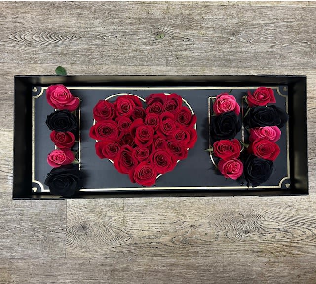 143 - 143 is a bold and romantic floral statement designed in the shape of “I Love You.” Crafted entirely from luxurious roses, each bloom comes together to spell a timeless message of affection—one rose for I, four for Love, and three for You. Classic, elegant, and unforgettable, this all-rose arrangement speaks straight from the heart, making it the perfect expression of love when words alone aren’t enough. ️