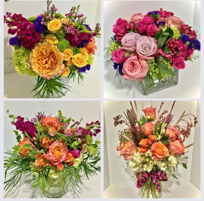 Jewel Tones! No two arrangements alike! - Custom designed arrangements in your desired hue. Value purchased determines size of your one of a kind arrangement! 