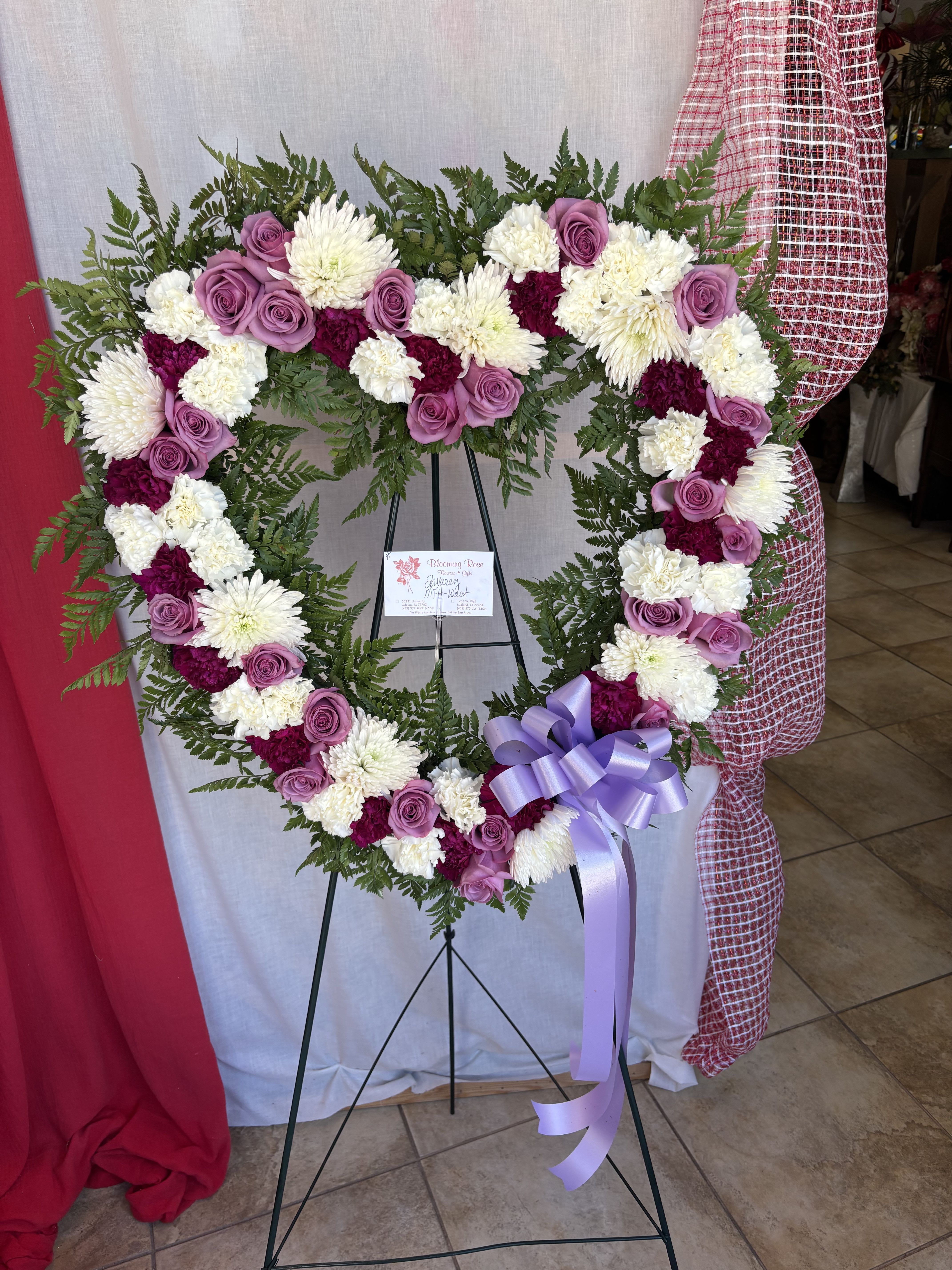 Blossoming Heart  by Blooming Rose - A purple and white heart with mixed flowers 