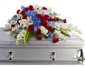 Distinguished Service Casket Spray  - Red White and Blue Floral Tribute 