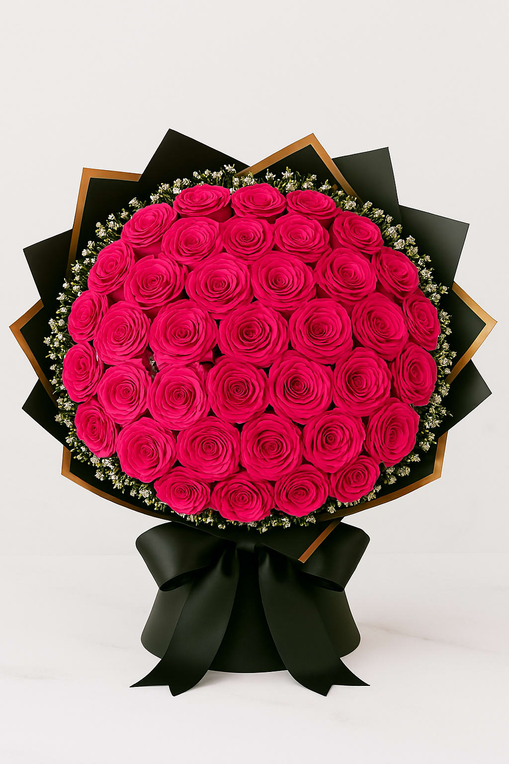 Hot Pink Ramo Latin Lady Luxe - 50 Roses standard 75 Roses Deluxe 100 Roses Premium