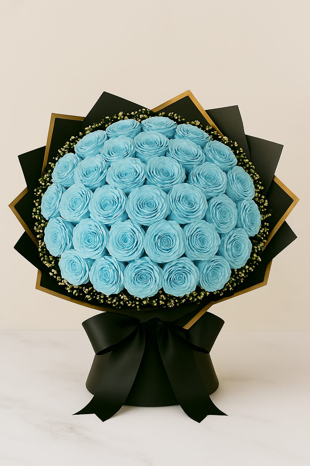 Ramo Azul by Latin Lady Luxe - Ramo de rosas naturales pintadas de azul.  50 Roses standard 75 Roses Deluxe 100 Roses Premium