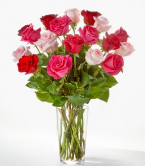 Charming Roses - Sweep them off their feet with a gorgeous blend of pink, hot pink and red roses