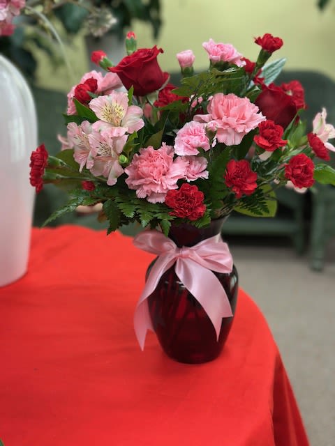 Sweet Love - Mixture of Red roses, mini carnations, pink alstroemeria