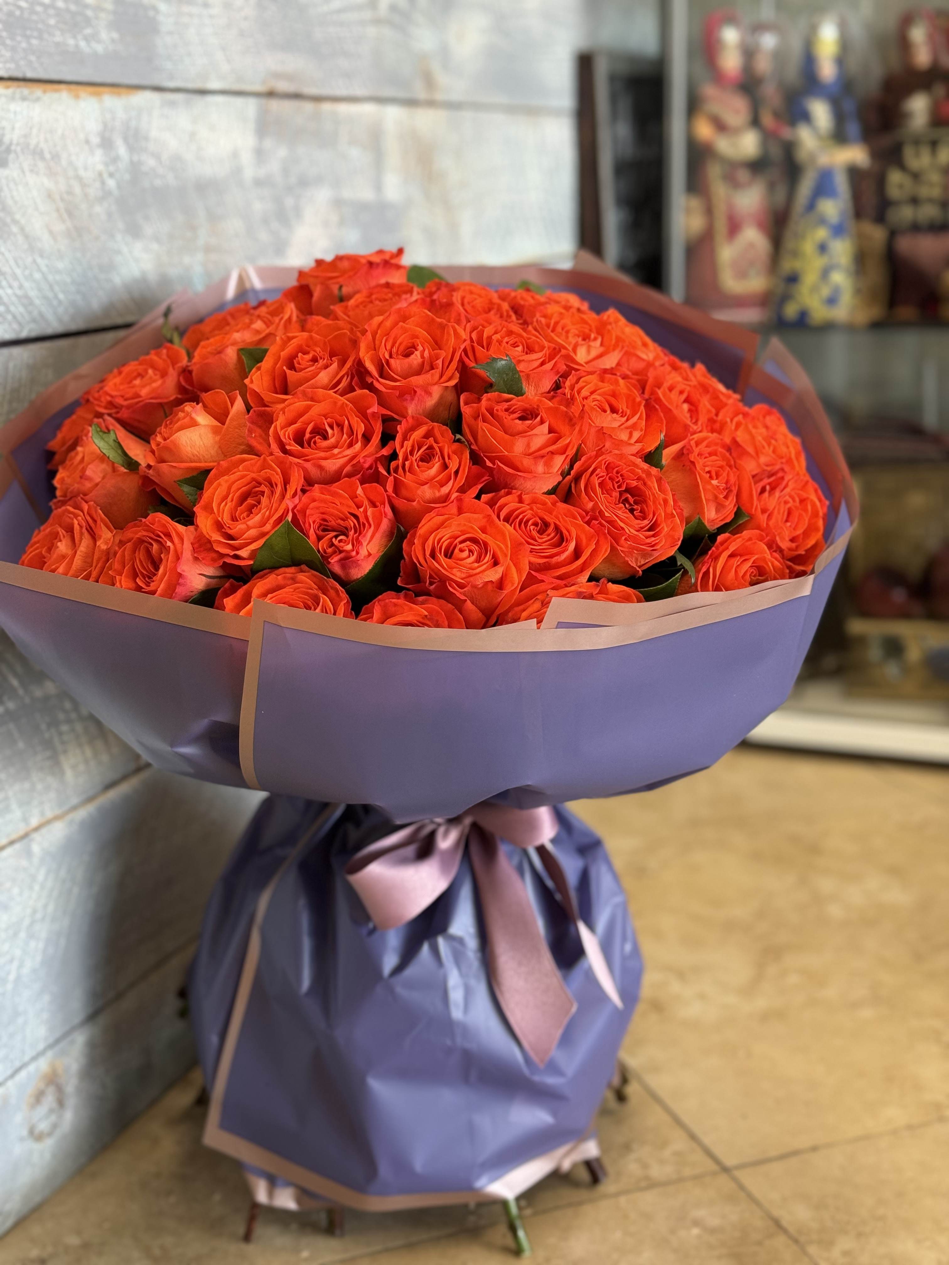 Rose Bouquet #2 - 50 short stemmed rose bouquet with any colored rose and wrapping paper of choice