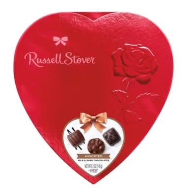 Valentine's Day Milk &amp; Dark Chocolates Box, 5.1 oz - Russell Stover Valentine’s Day Milk &amp; Dark Chocolates Box offers a delightful assortment of rich milk and dark chocolates. Perfect for sharing or indulging, these chocolates are ideal for special occasions or as a thoughtful gift. Each piece is crafted to satisfy your chocolate cravings. Treat yourself or someone special to the luxurious taste of Russell Stover chocolates and make the moment memorable. Enjoy a sweet experience with this exquisite collection. MADE IN THE USA