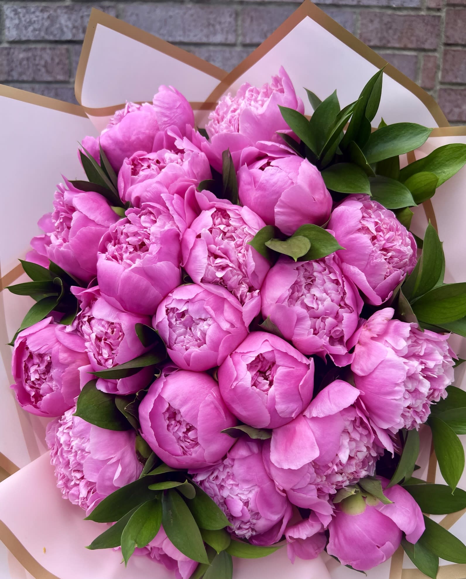 Peony Lover - Beautiful Peonies Bouquet with mix greeneries Color options: light pink (Please call to check availability for any color preferences.)