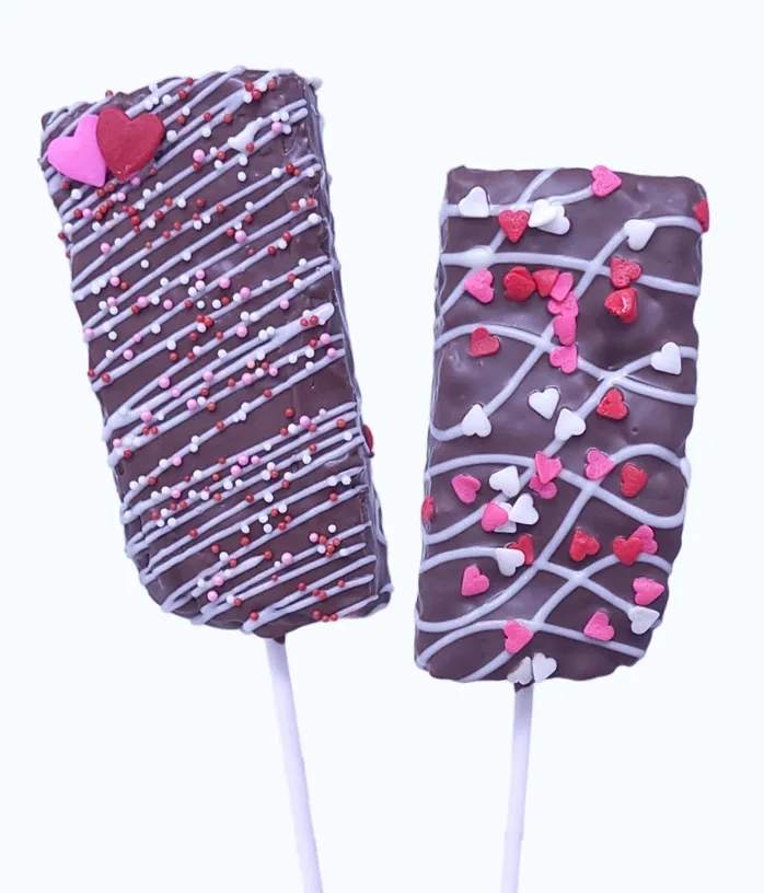 Chocolate Covered Krispy Treats - Chocolate Dipped Rice Krispie Treat - Valentine's Day Milk Chocolate/Individually Wrapped