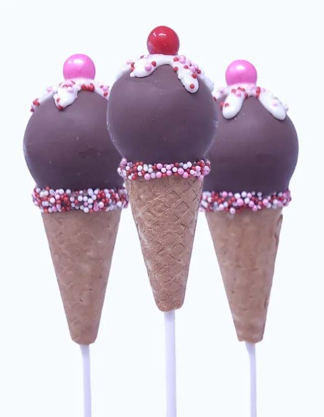 Ice Cream Cone Cake Pops - Valentine's Day - Ice Cream Cone Cake Pops - Valentine's Day Chocolate Cake/ Individually Wrapped