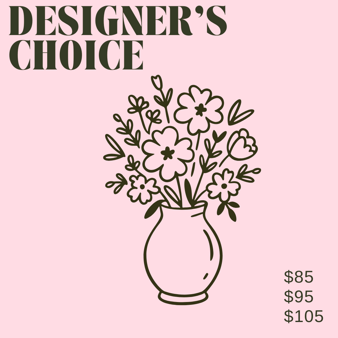 DESIGNER'S CHOICE ARRANGEMENT - Allow our designers to choose our freshest autumn blooms! Arranged in a clear glass vase. Flower types and color will vary!  