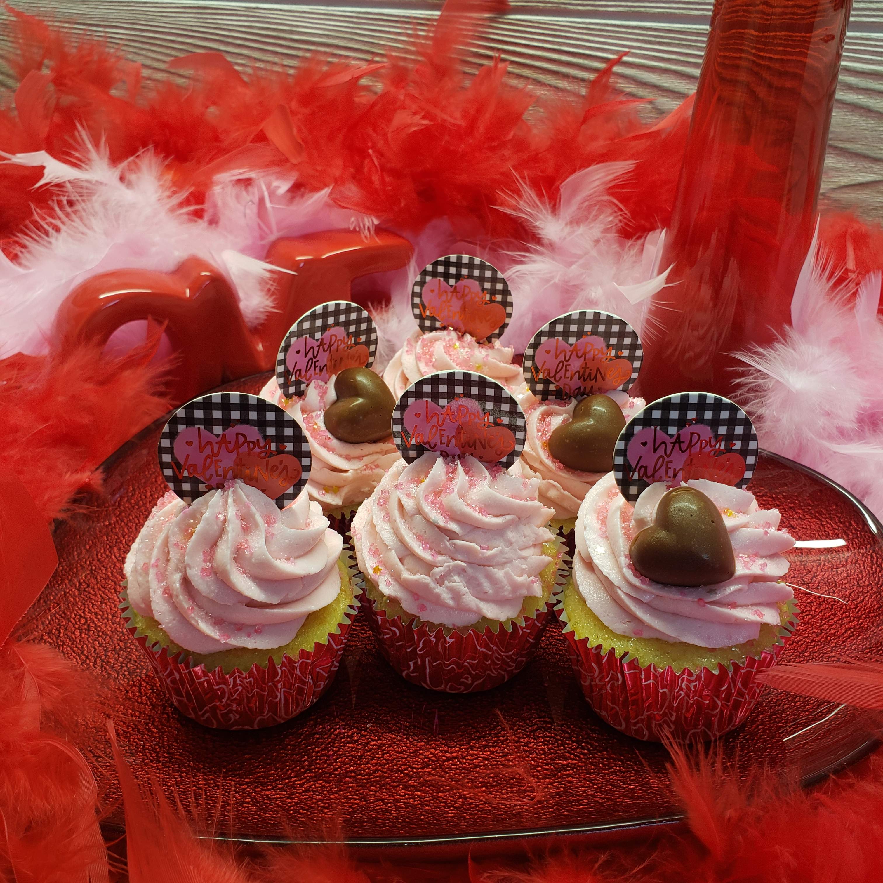 Valentine Cupcakes - 6 PK - Six of the most moist, sweet, indulgent cupcakes around. Yeah, you'll be mad you ate them all. But you ain't gonna care when you do!