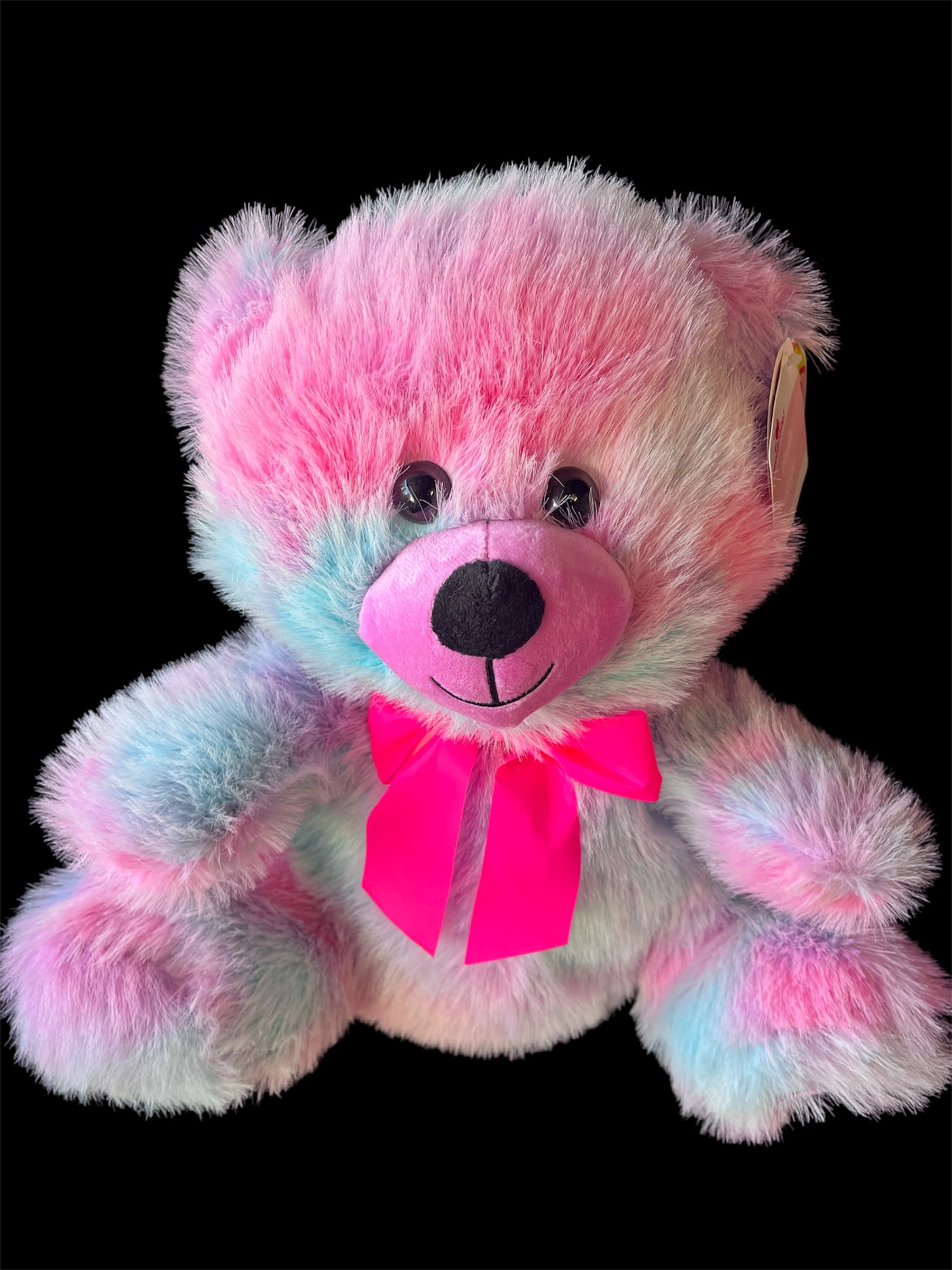 Pink and Blue Teddy Bear Medium  - This adorable teddy bear is our medium size. It is very soft and very fluffy! 