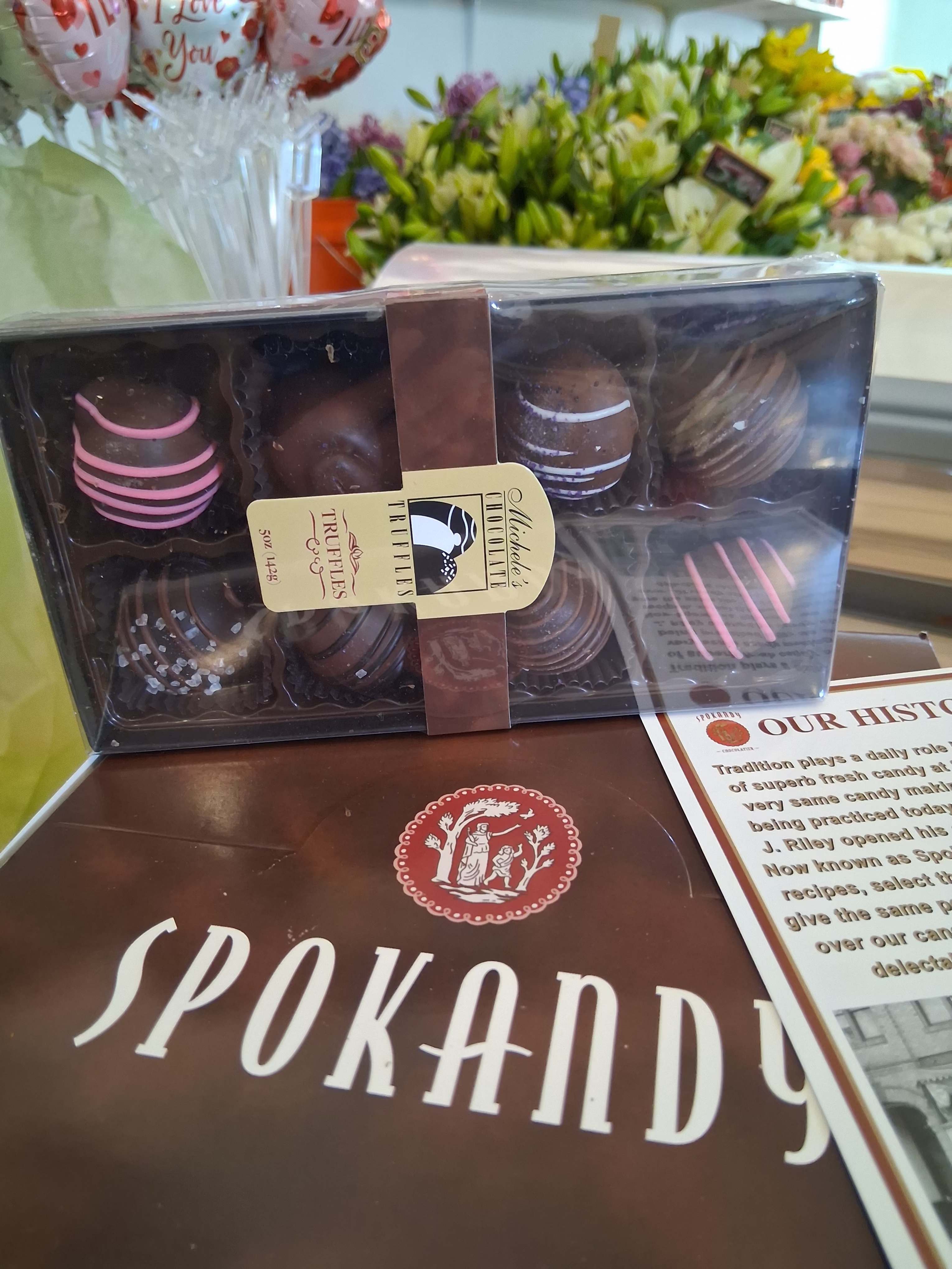 Michele's chocolate truffles  - Michelle's branded truffles are truly a decadent delight. This ganache center consists of cream, butter &amp; chocolate rich and flavorful . Richness in it's best! 5oz gift box