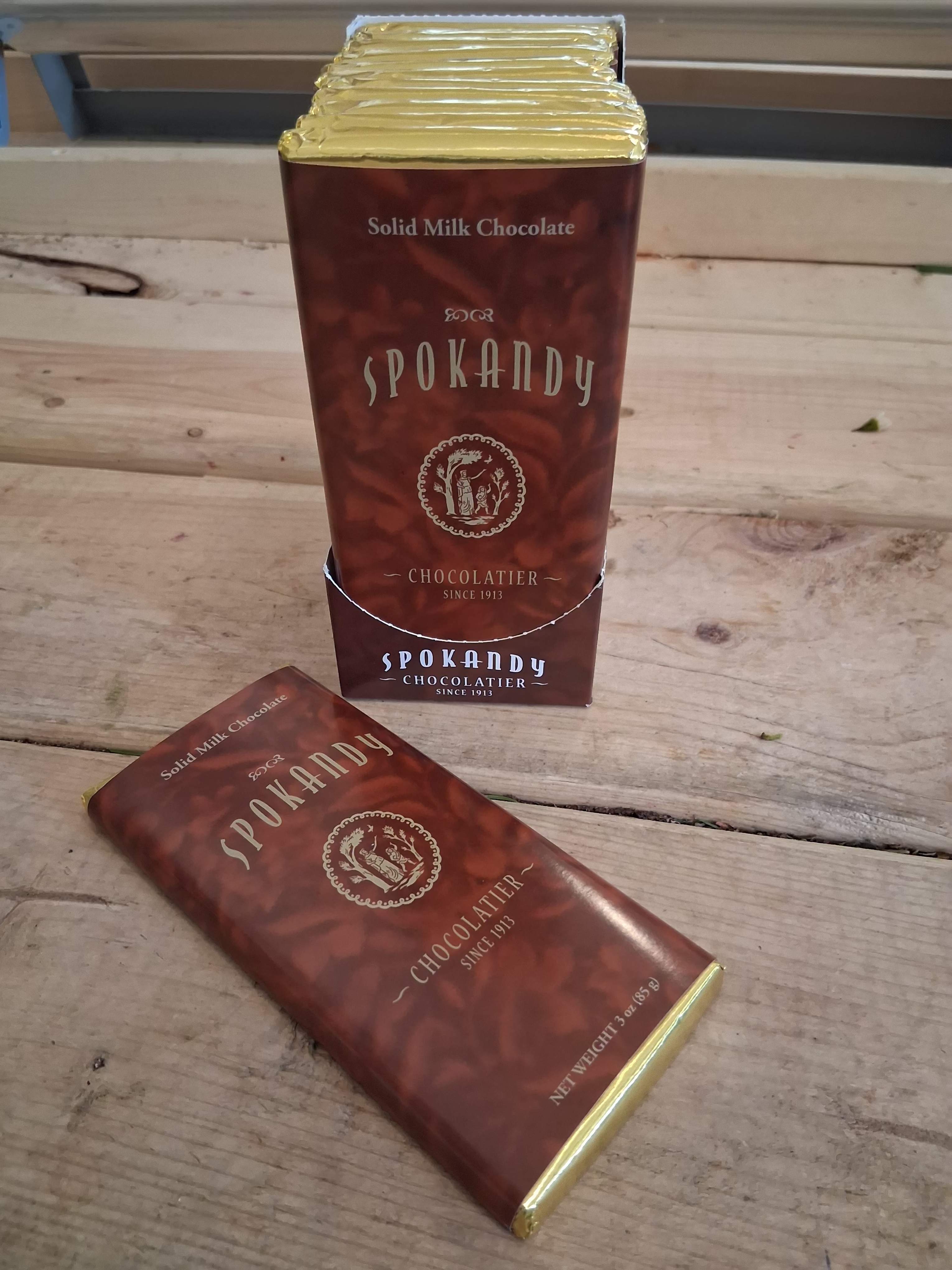 Spokandy 3 oz Solid Milk Chocolate Bar - Rich and delicious Spokandy 3oz milk chocolate bar wil make grate addition to your floral order. 