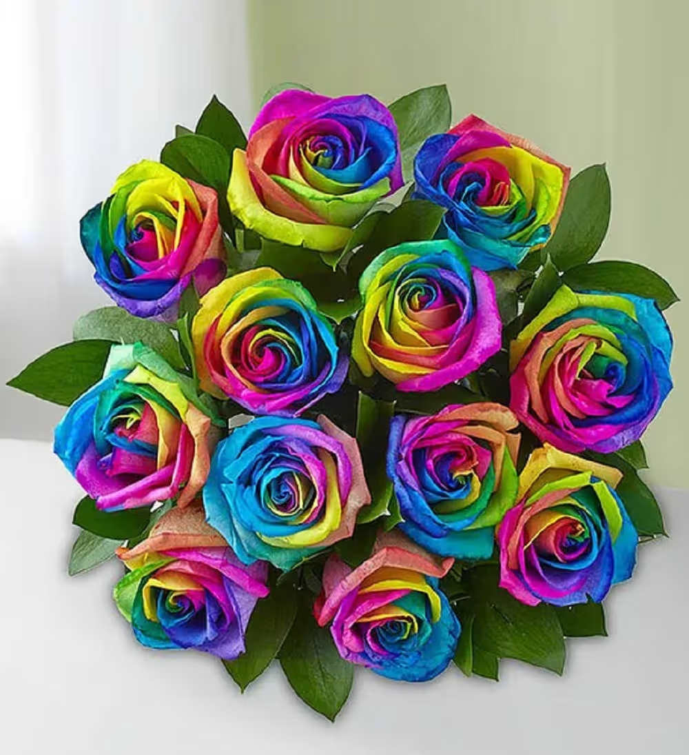 Rainbow Bouquet By Scarlett Reign - A full rainbow of colors in this arrangement makes it a perfect arrangement to send to brighten up any space