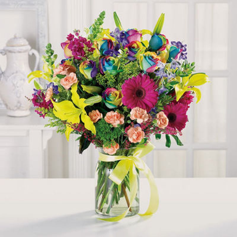 Rainbow Garden - Over 10 varieties of our finest, freshest blooms create this Rainbow Garden of delights. So colorful and unique!