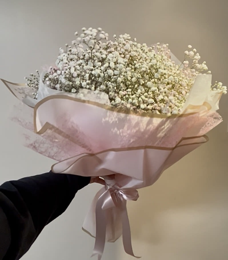 Soft Embrace by Chasing Petals - Soft Embrace is a cloud-like bundle of delicate baby’s breath, wrapped in blush tones for a look that feels gentle, timeless, and full of love. Light and airy, this bouquet is perfect for welcoming a new baby, celebrating anniversaries, or sending a soft reminder of how deeply someone is cherished. A beautiful choice for life’s most tender moments.