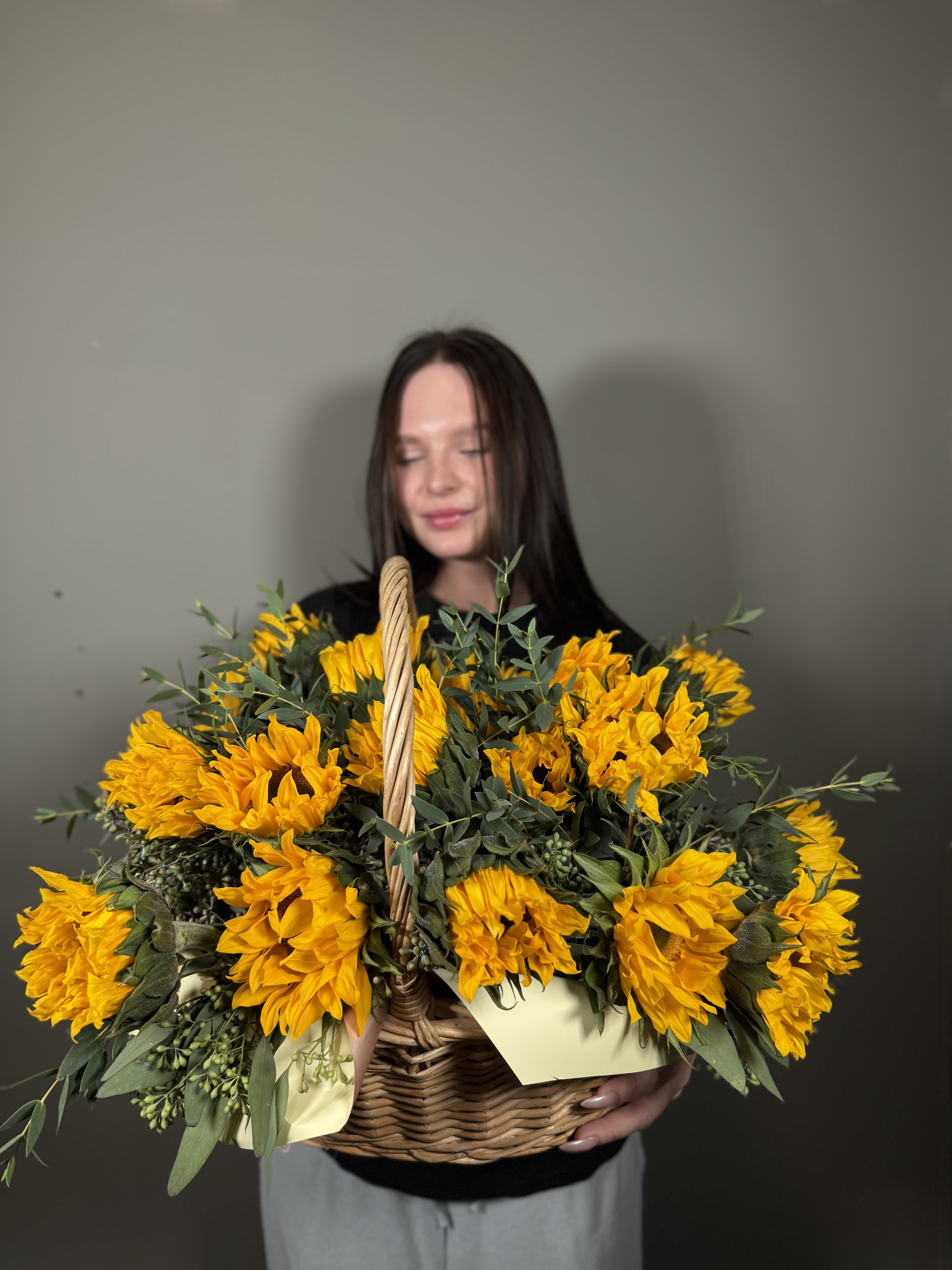 Harvest Sunshine - Beautiful Basket full of Sunflowers