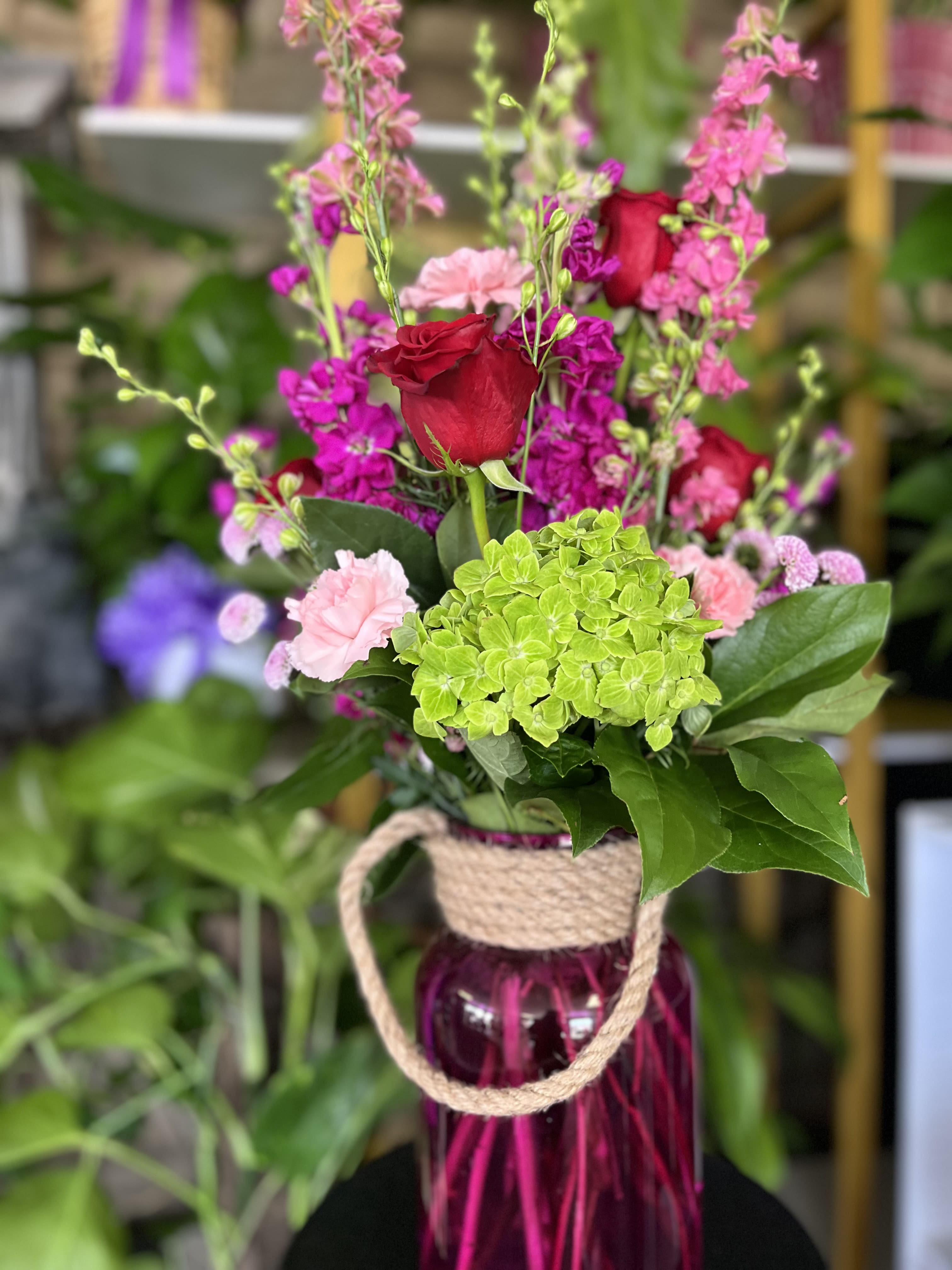 Pink Valentine - Fresh flowers in  large floral vase 