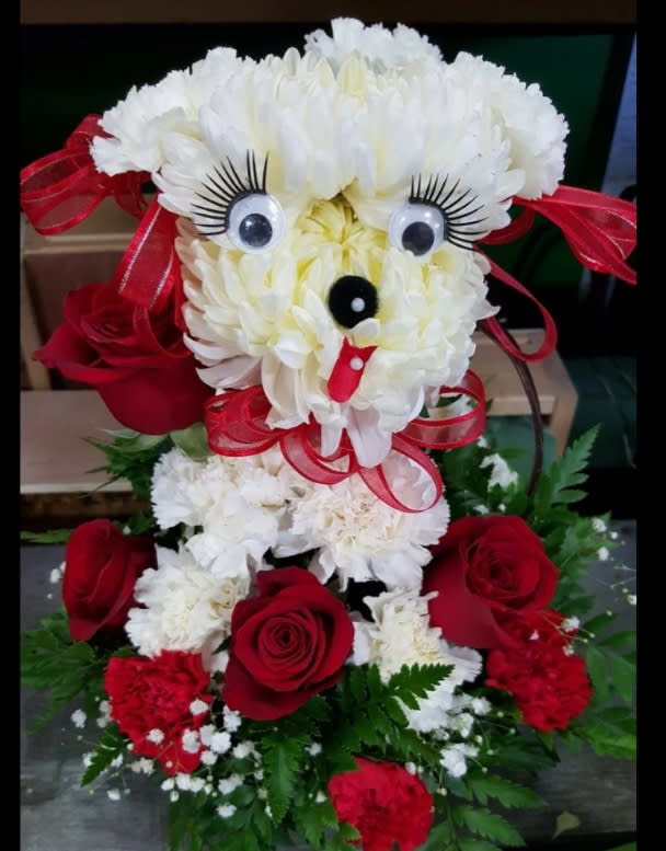 Cute Puppy  - Beautiful Puppy designed with natural flowers for your favorite person 