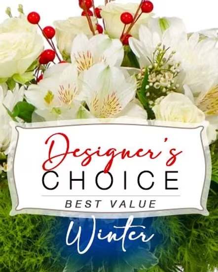 Designer's Choice - Winter - Our finest selection of hand-picked blooms artfully designed and custom made by the artisan designers at Flowers of the Field, delivered by hand to you, to bring some winter cheer to your home.