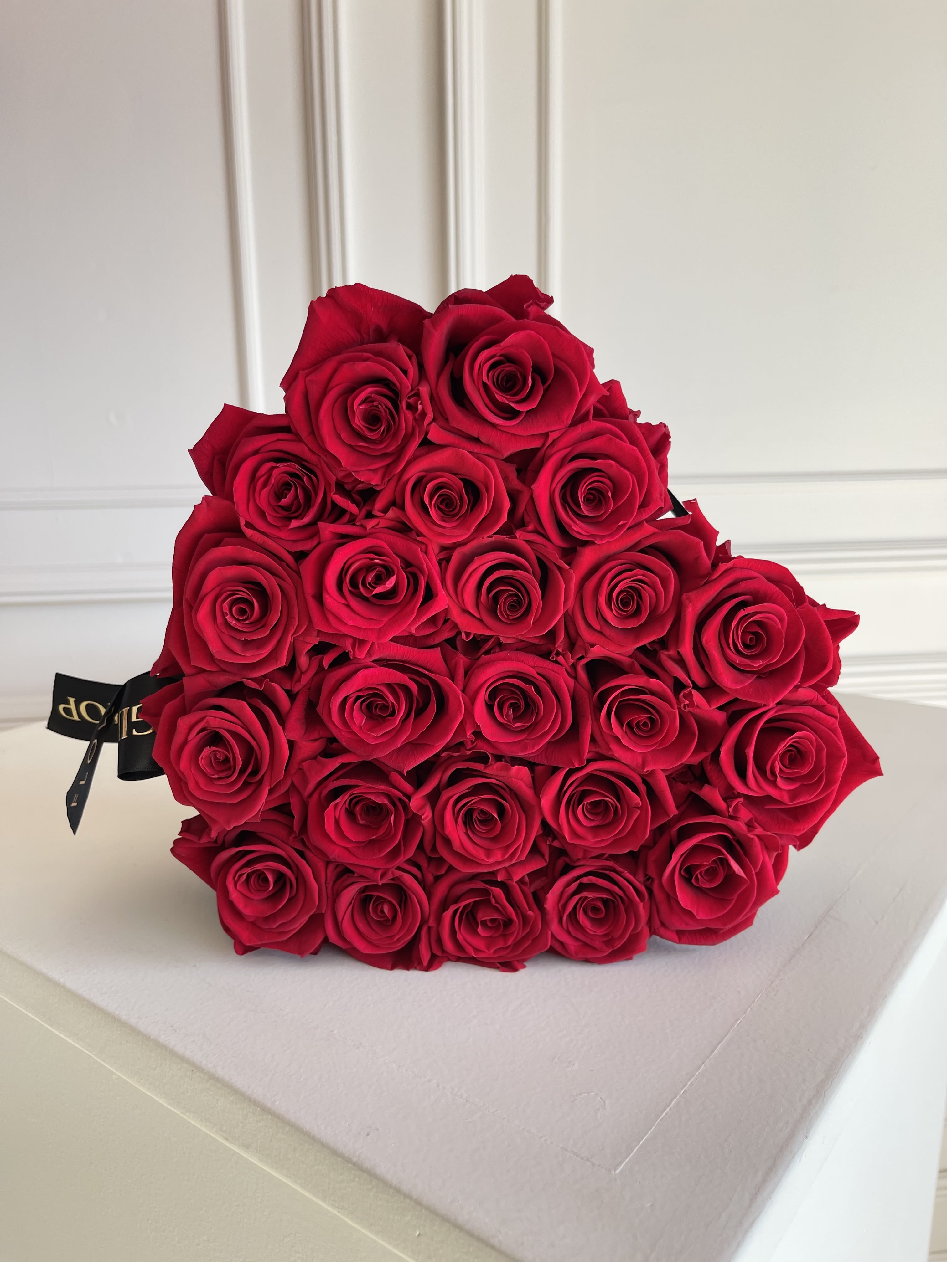 MFS Eternity Rose Heart (Medium)  - MFS Eternity Roses  Signature suede heart box  Approx 22-24 Eternity roses   *Eternity roses are real roses that have been preserved to last up to 3 years. No water is necessary 
