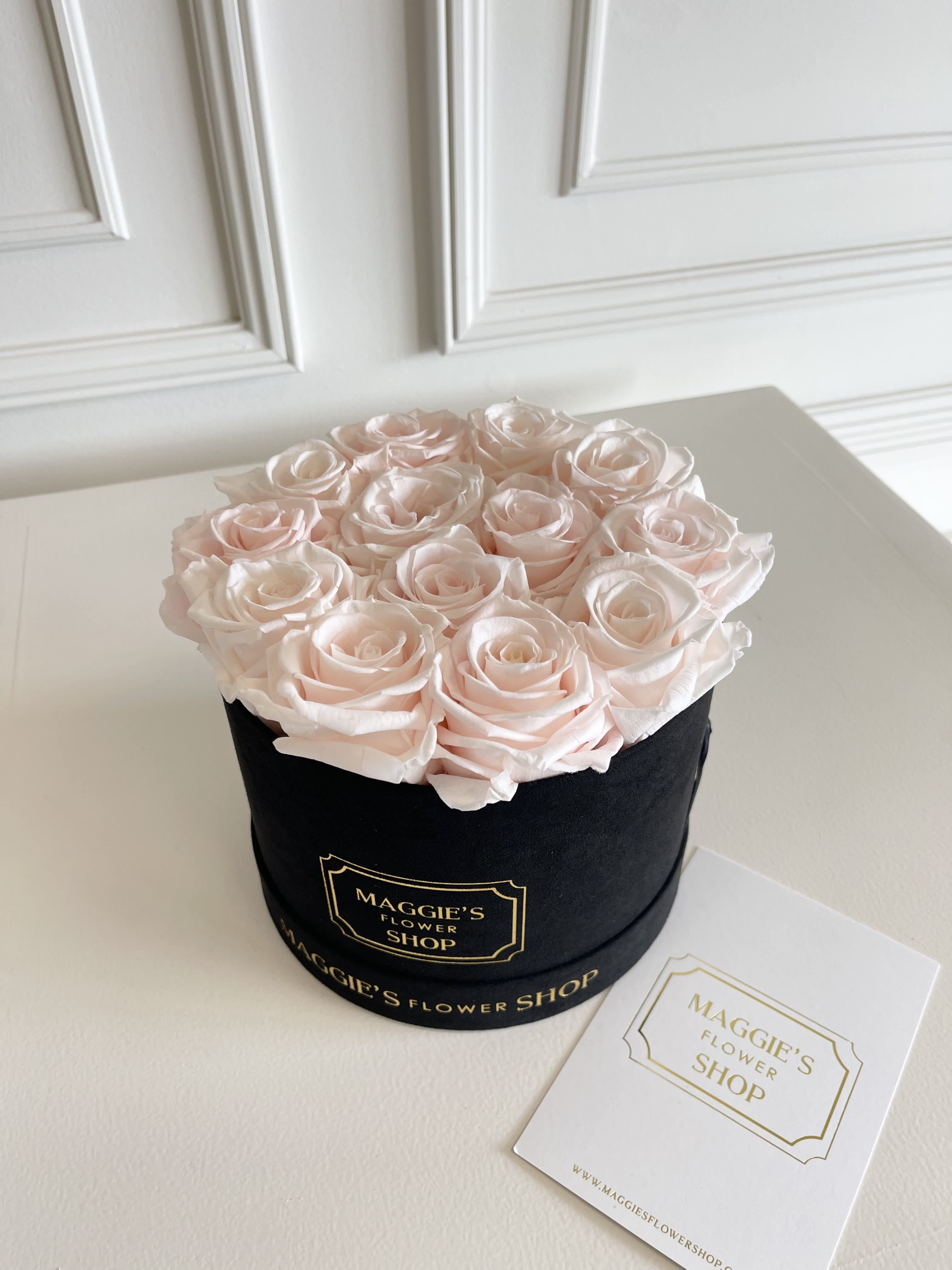 MFS Eternity Roses (Nude Blush) Mini Box - MFS Eternity Roses   Real roses that can last up to 3 years.   Signature box   Mini box has approx 12 roses