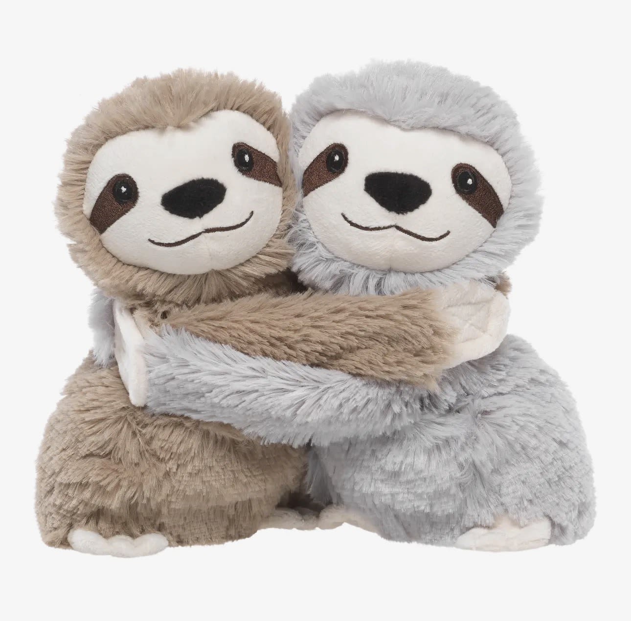 Sloth Hugs (Warmie) - This super cute duo of heatable characters is gently scented with real dried French lavender and provides the same warmth and aromatic comfort. Their arms wrap around each other and attach with Velcro making them perfect for mixing and matching to other Warmies® Hugs characters. You can also attach them anywhere and bring them with you on the go. These characters are TWO cute not to LOVE. Warmies® is suitable for all ages. Quick facts: Simple to use - just warm in a microwave. Can be reheated hundreds of times. Do NOT immerse in water or wash in the washing machine - surface clean only with a damp sponge.