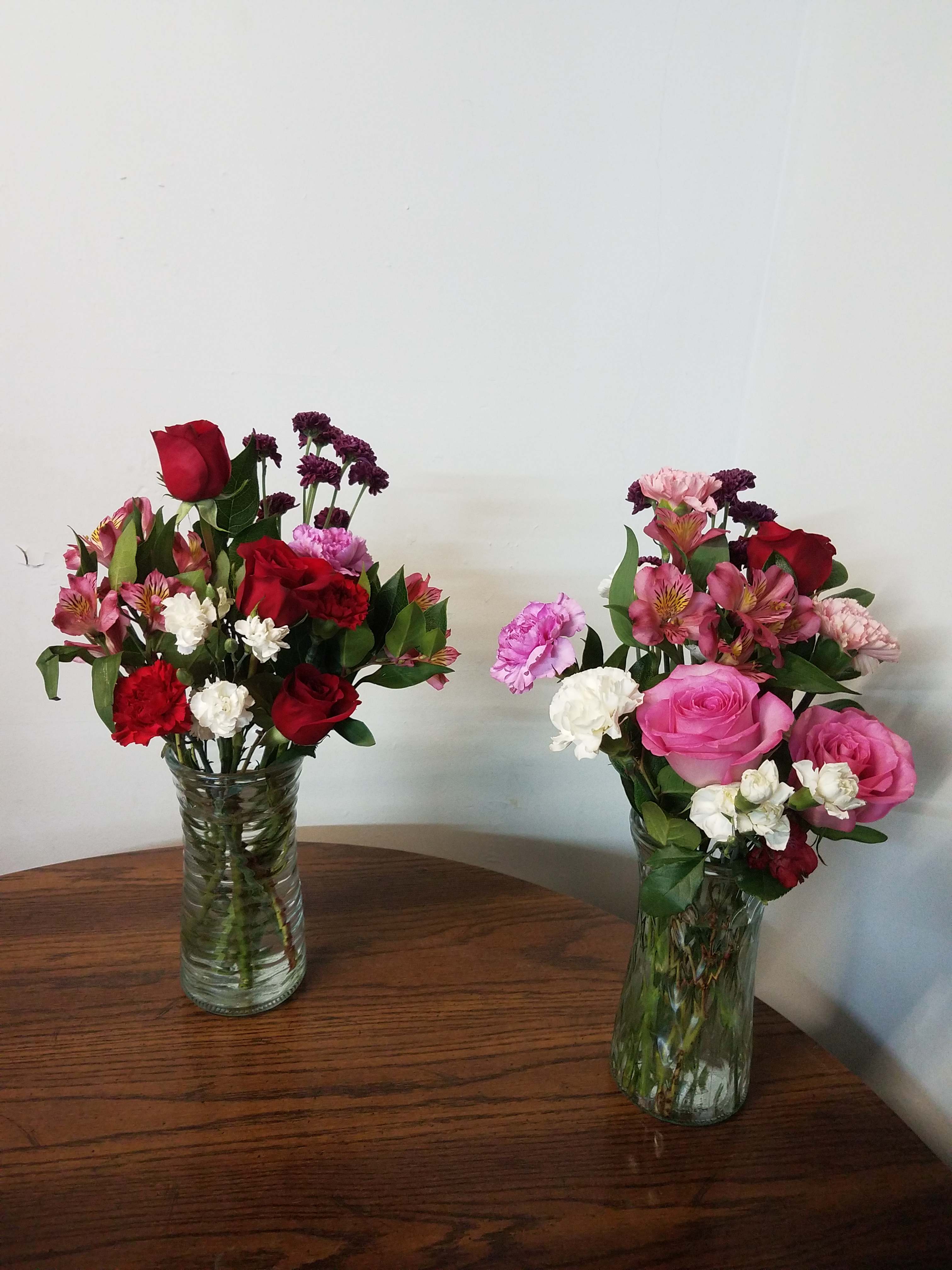 Valentine Wishes - Seasonal mixture of flowers to include roses in the colors of the season