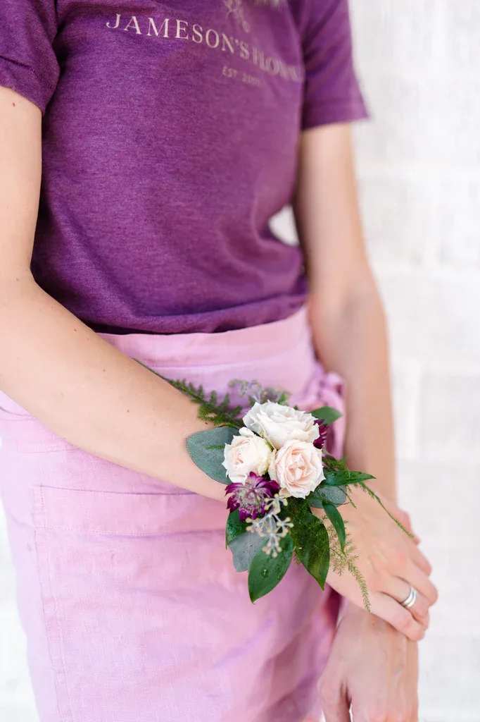 Cuff Corsage - Choose your color cuff, and we will do our magic!  Cuffs are available in gold, rose gold and silver.  Perfect for prom, mom, mother-in-laws, aunts, and grandmothers! Having a low-key wedding and don't want bridesmaids bouquets? This is the perfect solution to honor your friends on your special day!  *All flowers vary based on season and availability.*  Call us for special flower requests: 940.691.4444
