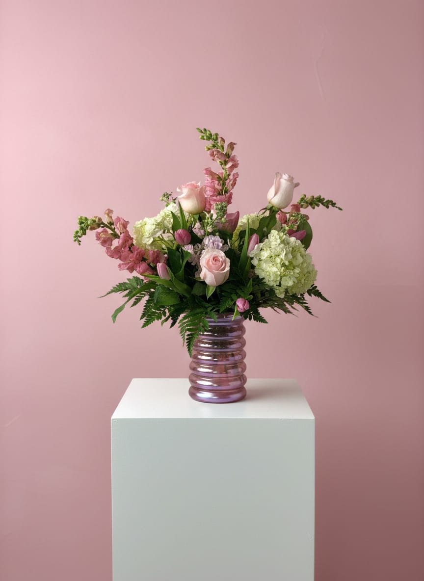Lover - This mix of soft pink blooms is perfect for that someone who doesn't love red. Happy Valentine's Day!