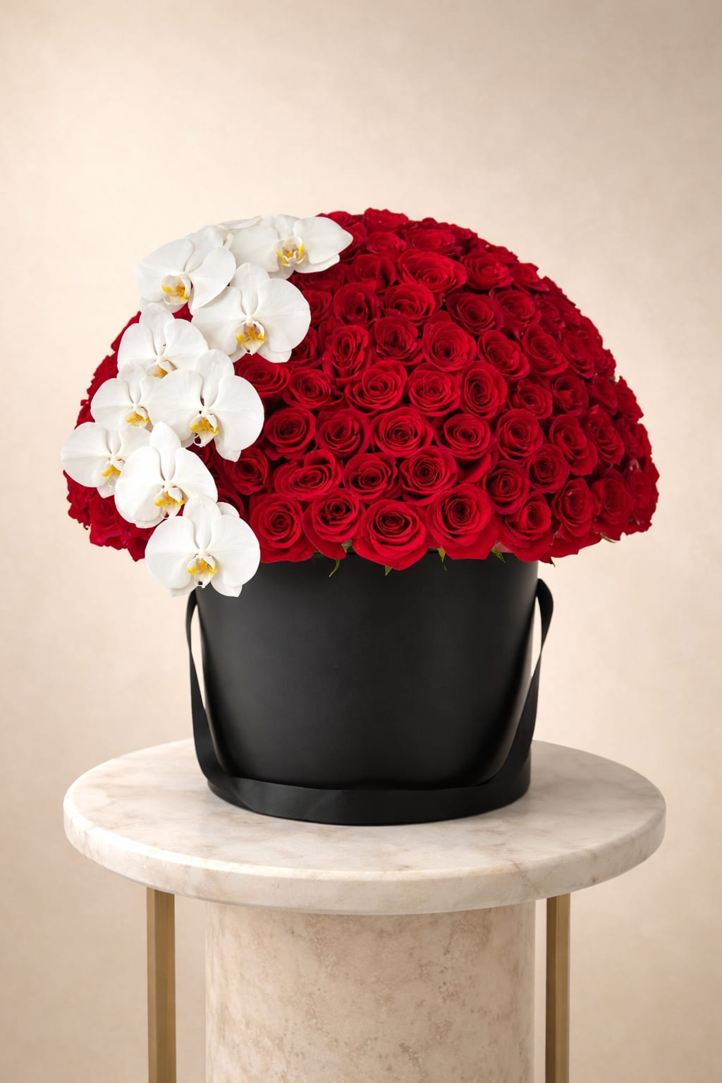 Scarlet  - Gorgeous arrangement of roses and orchid 