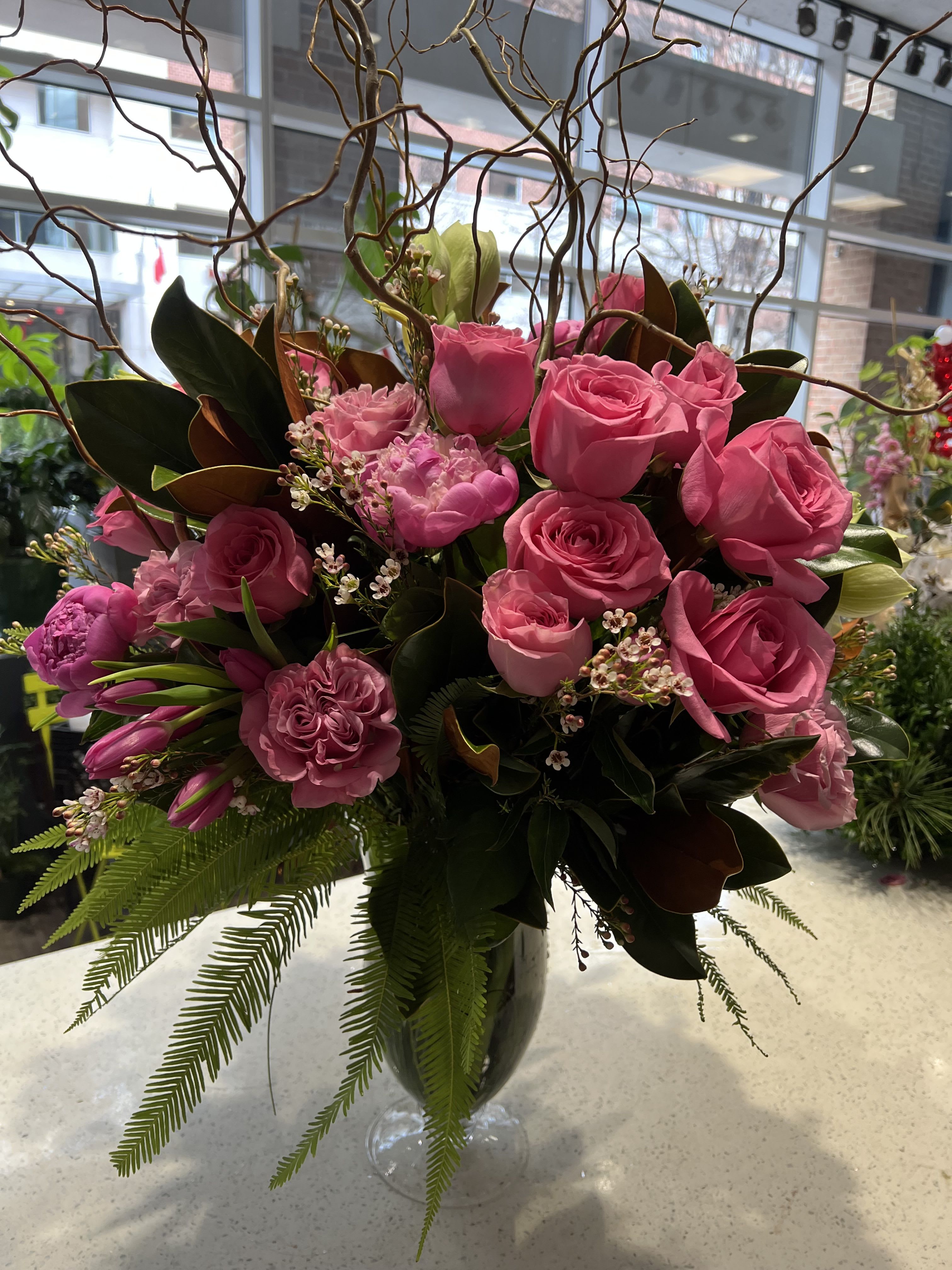 Love of my life  - Big and showy roses hydrangea peonies tulips  Some flowers are seasonal 