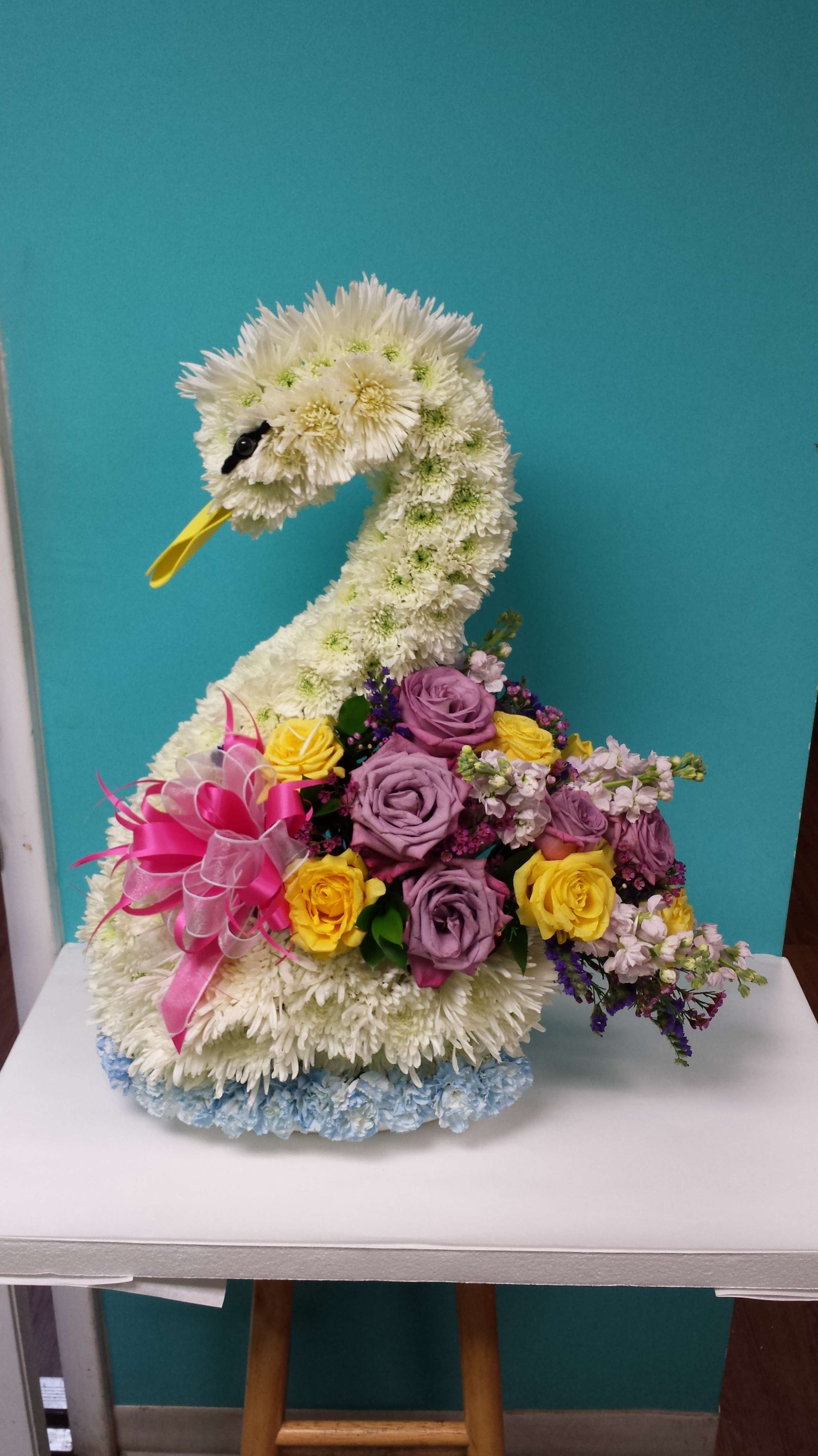 White Swan - swan shaped arrangement