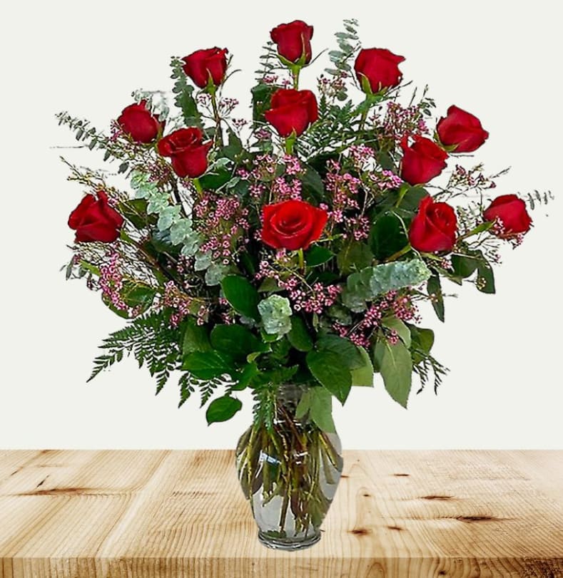 Sophia's Long Stemmed Red Roses - Sophia's classic one dozen red long stemmed roses are perfect for Anniversaries, Valentine's Day or Just Because. Arrangement will be presented as pictured. 