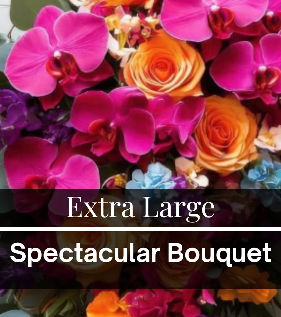 Extra Large Spectacular Bouquet  - Let our designers create a spectacular display of lush blooms in a romantic color scheme. This is a large and substantial arrangement that will make them swoon. Arrangement will arrive in a stylish vase. 